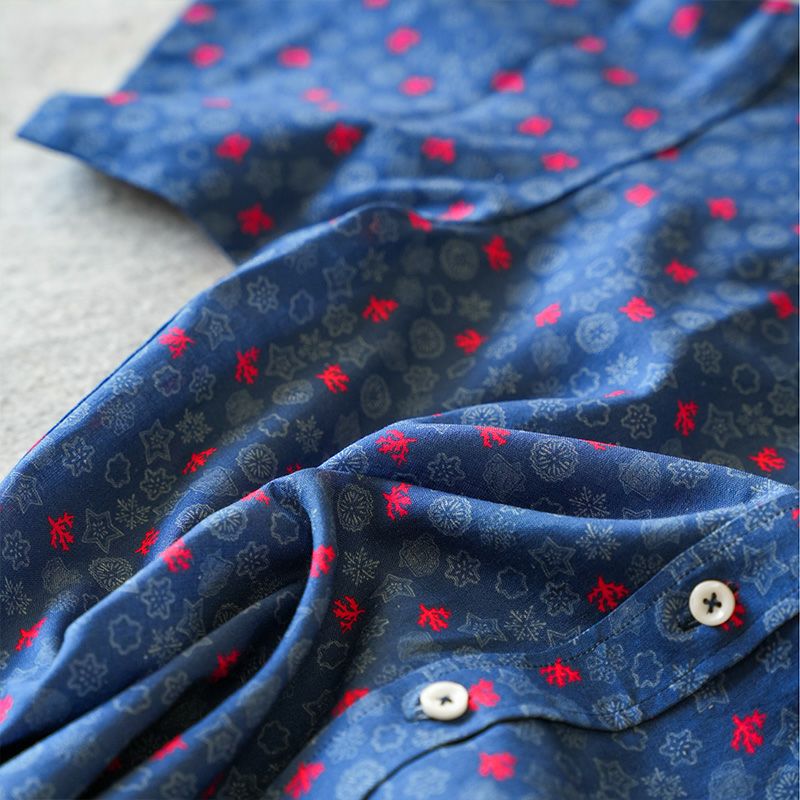 【RYUKYU SHIRT】UMI-SANGO（Deep blue）