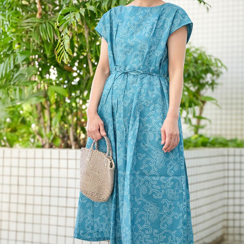 【RYUKYU SHIRT】KARAKUSA（Cobalt） ワンピース