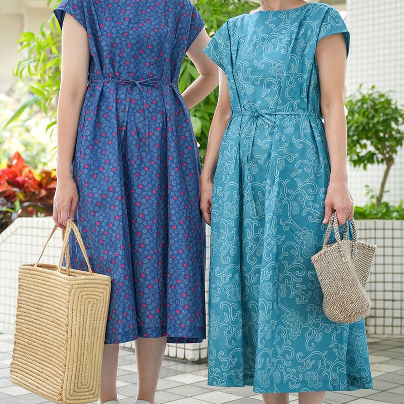 【RYUKYU SHIRT】KARAKUSA（Cobalt） ワンピース