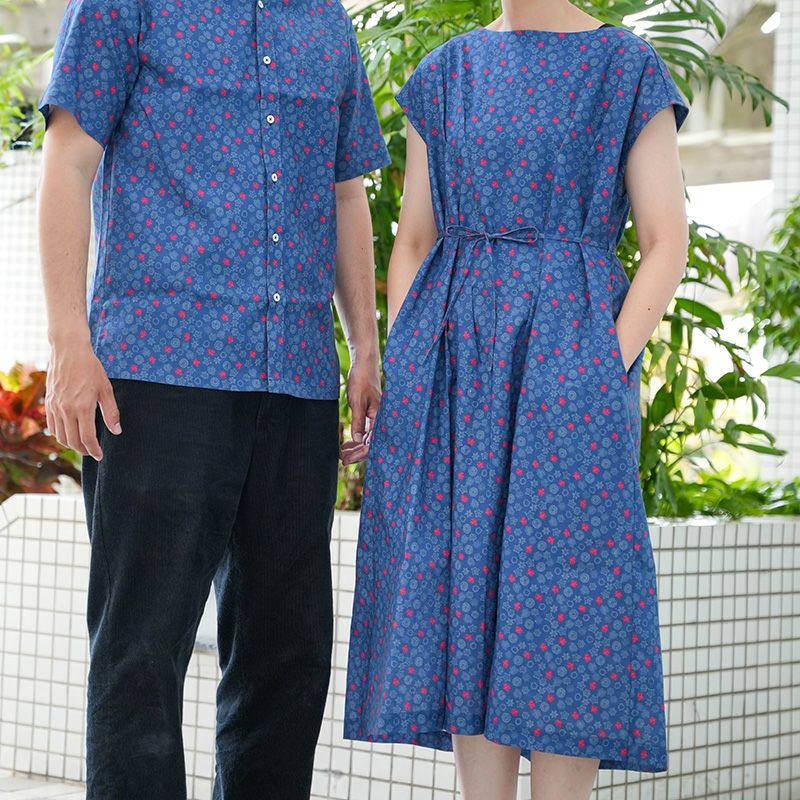 【RYUKYU SHIRT】UMI-SANGO（Deep blue） ワンピース