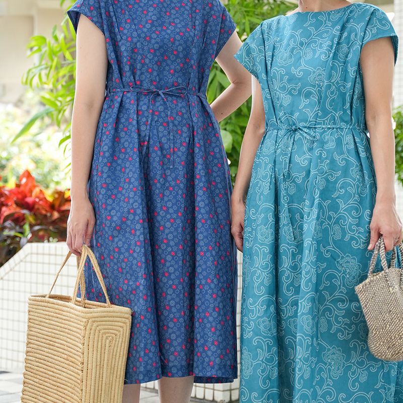 【RYUKYU SHIRT】UMI-SANGO（Deep blue） ワンピース